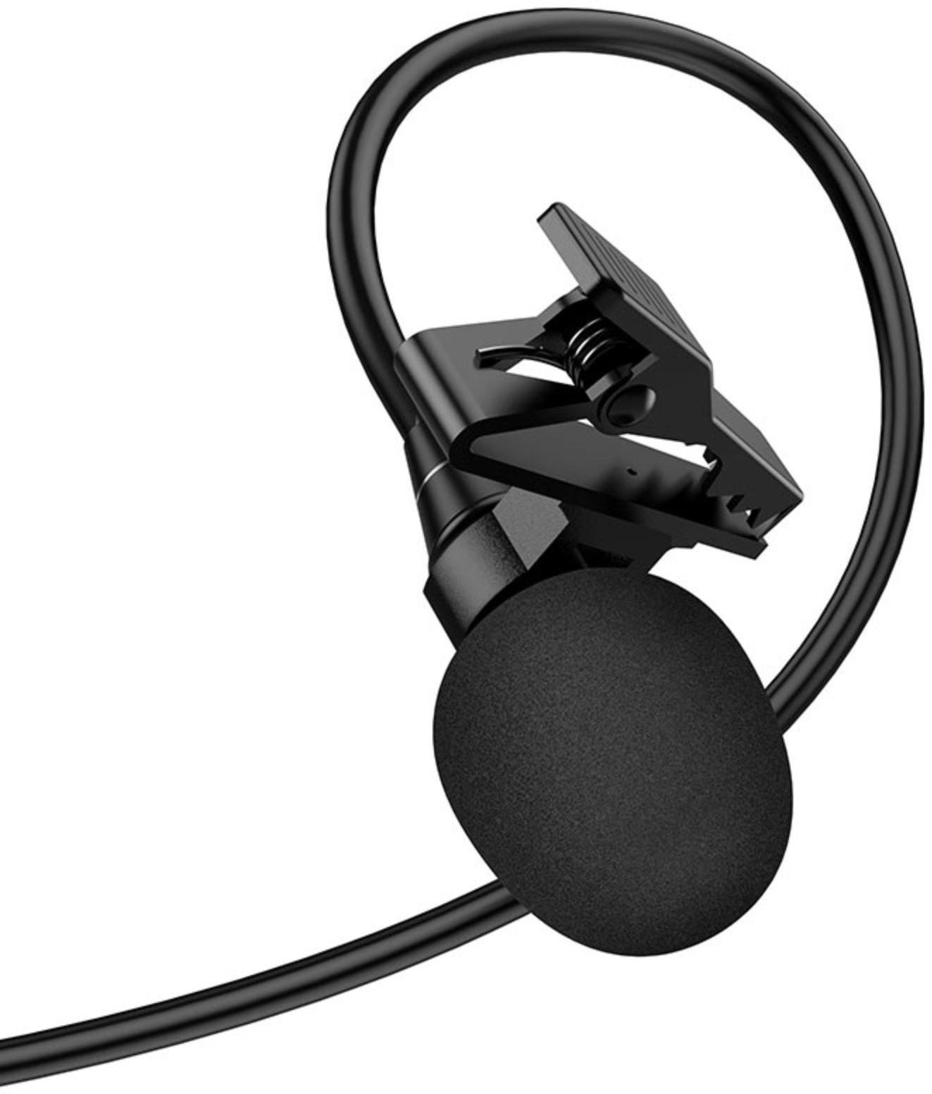 Петличный микрофон Hoco L14, разъем 3.5 мм, 2 м, чёрный