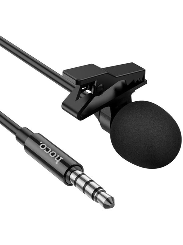 Петличный микрофон Hoco L14, разъем 3.5 мм, 2 м, чёрный