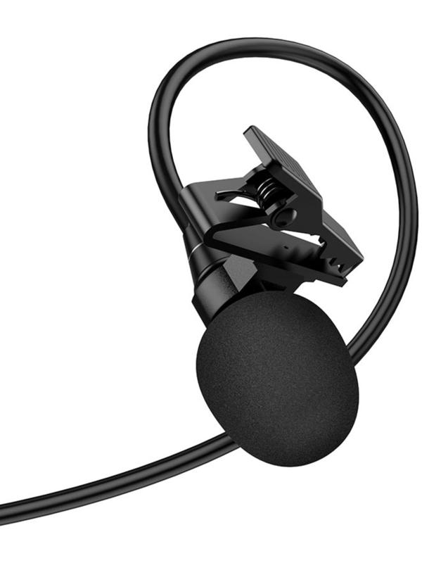 Петличный микрофон Hoco L14, разъем 3.5 мм, 2 м, чёрный