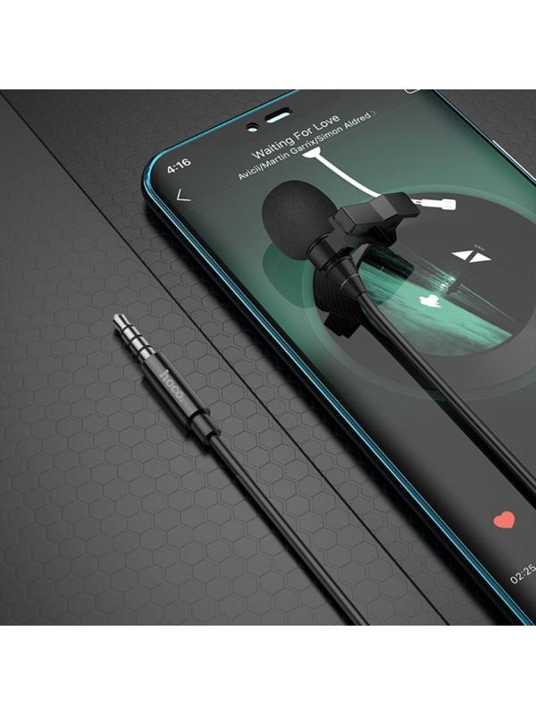 Петличный микрофон Hoco L14, разъем 3.5 мм, 2 м, чёрный