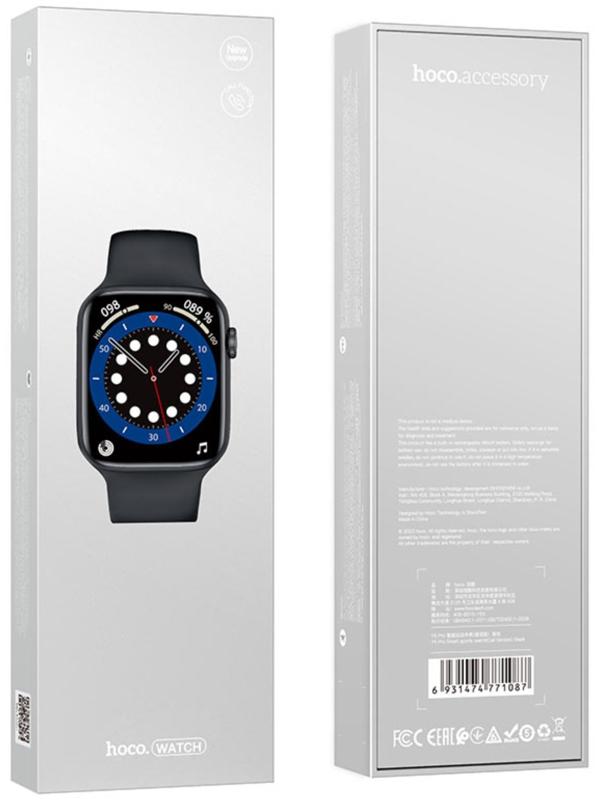 Смарт-часы Hoco Y5 Pro, 1.85, 240×280, BT5.0, 240 мАч, Lightning, чёрные