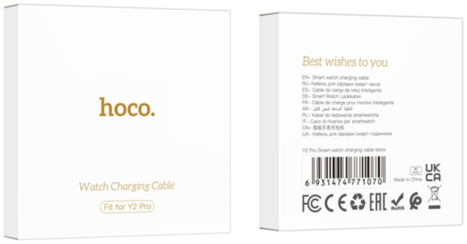 Кабель для зарядки смарт-часов Hoco Y2 Pro, 59 см, черный