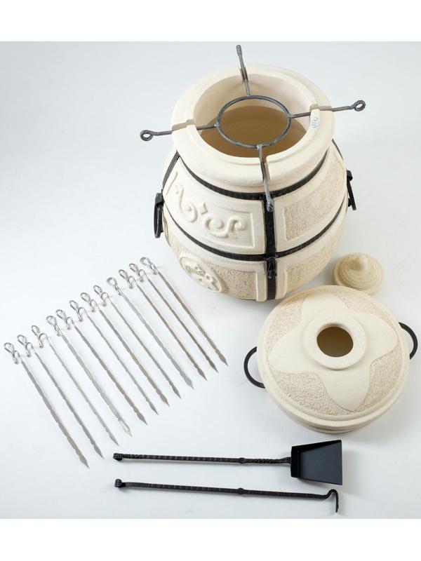 Тандыр «Скиф» h=90 см, d=64, 125 кг, с поворот. крышкой, 12 шампуров, кочерга, совок, колосник