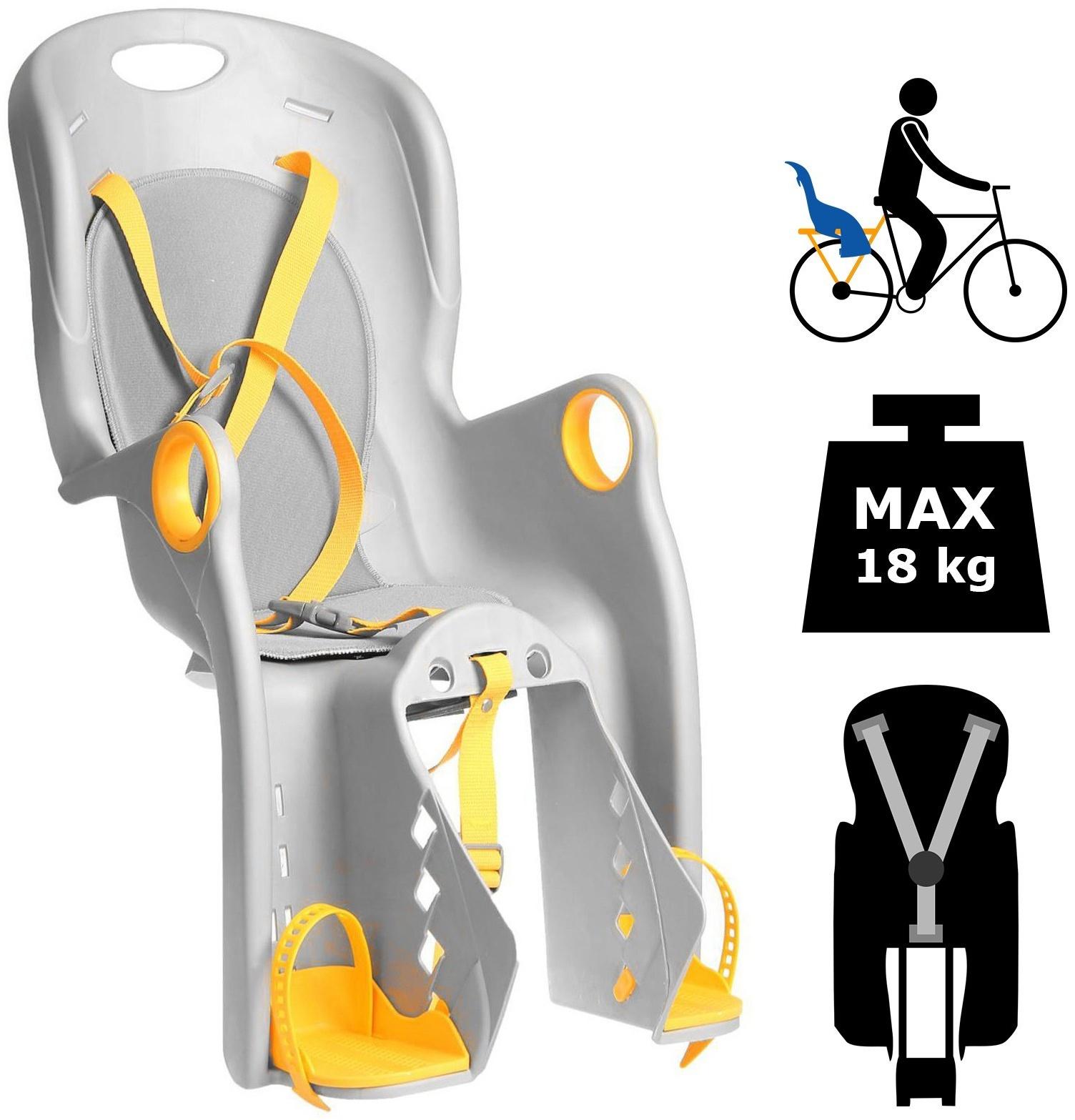 Велокресло заднее BQ-5B, крепление на багажник, цвет серый