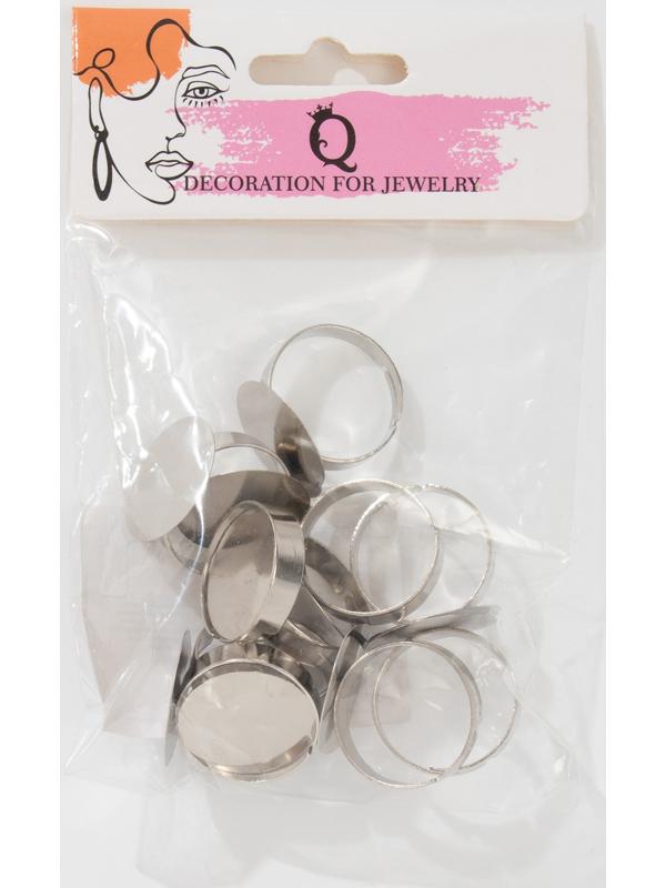Основа для кольца регулируемая, безразмерная ( набор 10 шт.), 20 мм, цвет серебро
