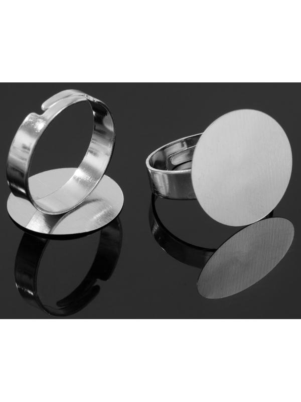 Основа для кольца регулируемая, безразмерная ( набор 10 шт.), 20 мм, цвет серебро