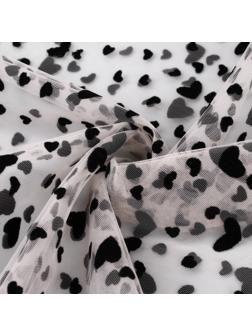 Сетка с флоком «Сердечки», 150 см, 1 ± 0,2 м, цвет бежевый