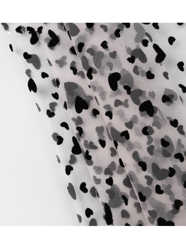 Сетка с флоком «Сердечки», 150 см, 1 ± 0,2 м, цвет бежевый