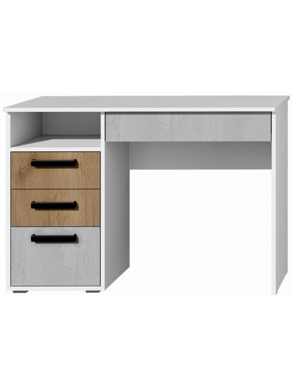 Стол компьютерный Юпитер с тумбой, 1100х544х768, Белый/Крафт золотой/Бетон