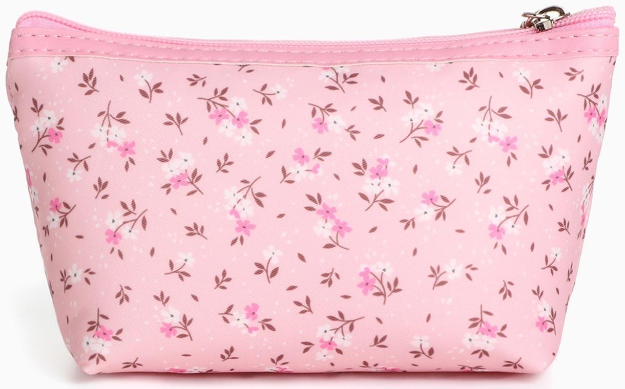 Набор простых косметичек на молниях 2 в 1, с рисунком «Полевые цветы», розовый