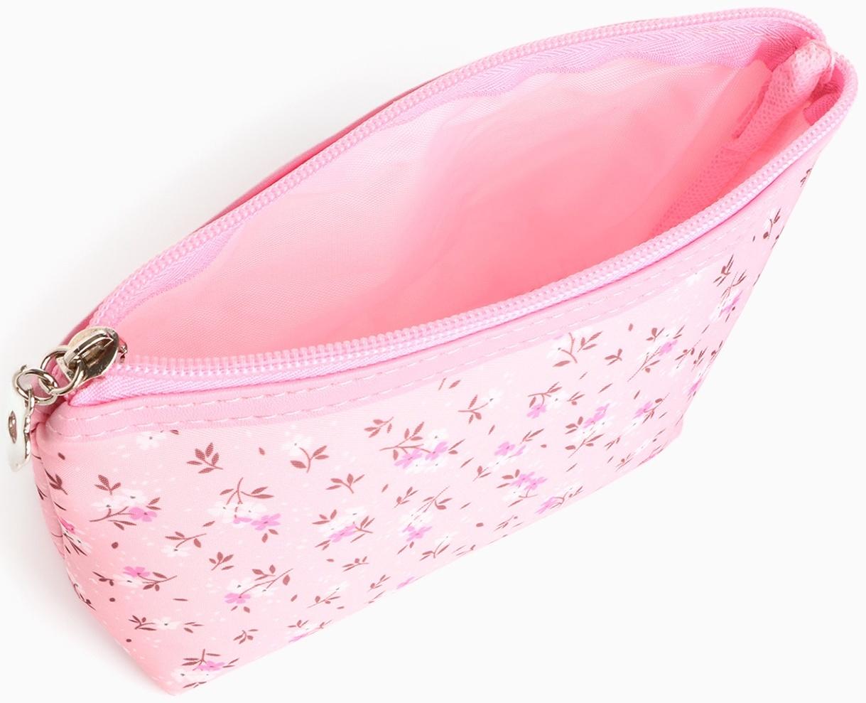 Набор простых косметичек на молниях 2 в 1, с рисунком «Полевые цветы», розовый