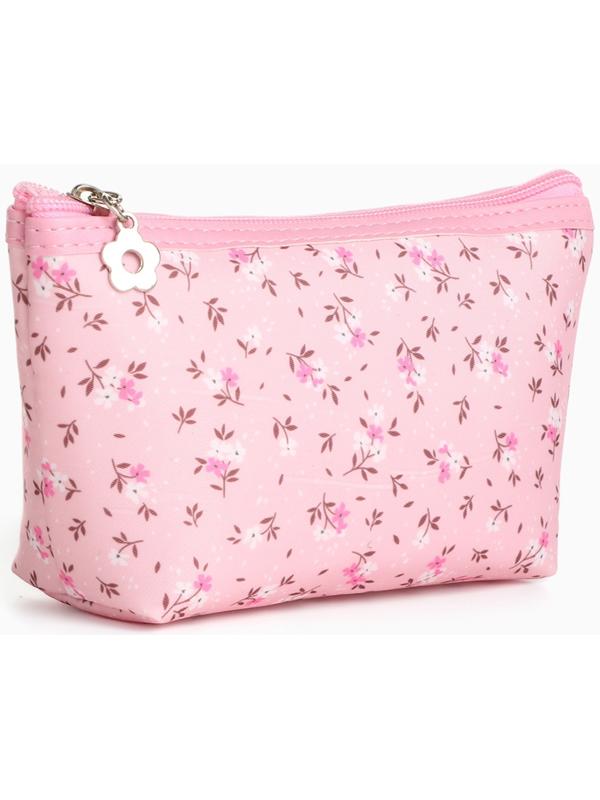 Набор простых косметичек на молниях 2 в 1, с рисунком «Полевые цветы», розовый