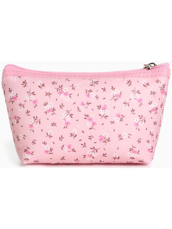 Набор простых косметичек на молниях 2 в 1, с рисунком «Полевые цветы», розовый