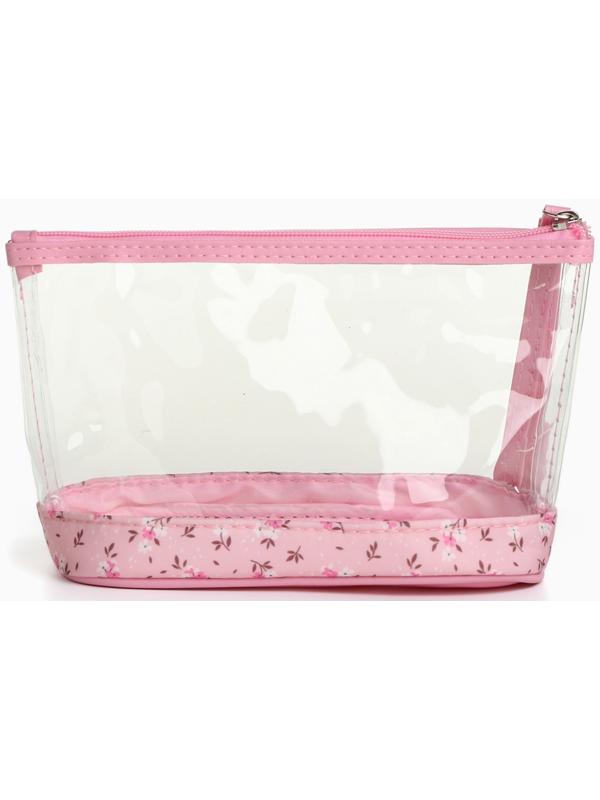 Набор простых косметичек на молниях 2 в 1, с рисунком «Полевые цветы», розовый
