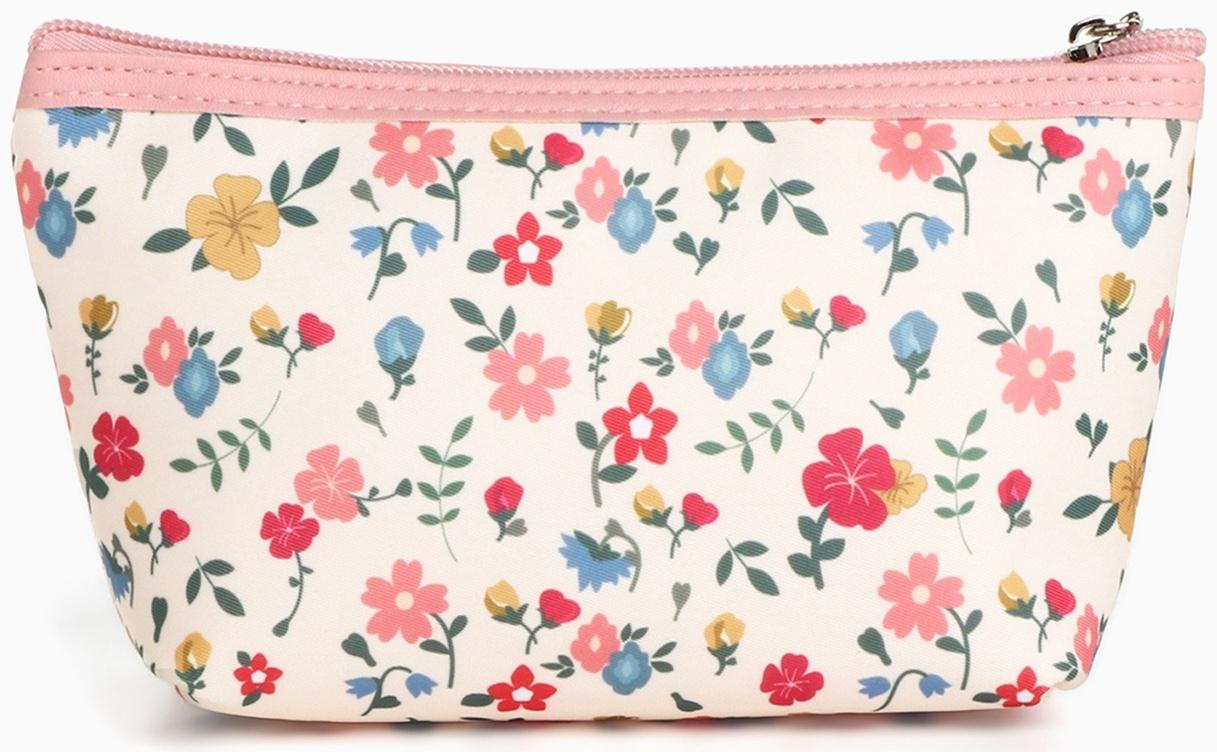Набор простых косметичек на молниях 2 в 1, с принтом «Полевые цветы», розовый