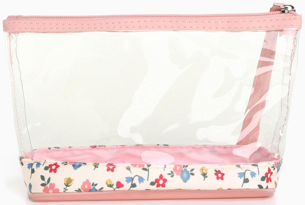 Набор простых косметичек на молниях 2 в 1, с принтом «Полевые цветы», розовый