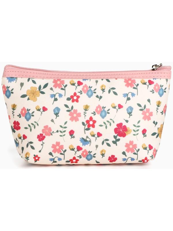 Набор простых косметичек на молниях 2 в 1, с принтом «Полевые цветы», розовый