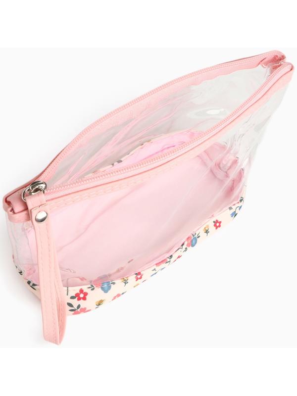 Набор простых косметичек на молниях 2 в 1, с принтом «Полевые цветы», розовый