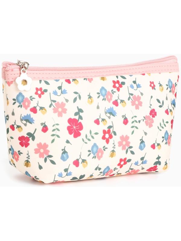 Набор простых косметичек на молниях 2 в 1, с принтом «Полевые цветы», розовый