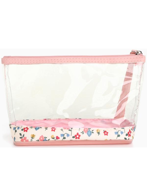 Набор простых косметичек на молниях 2 в 1, с принтом «Полевые цветы», розовый