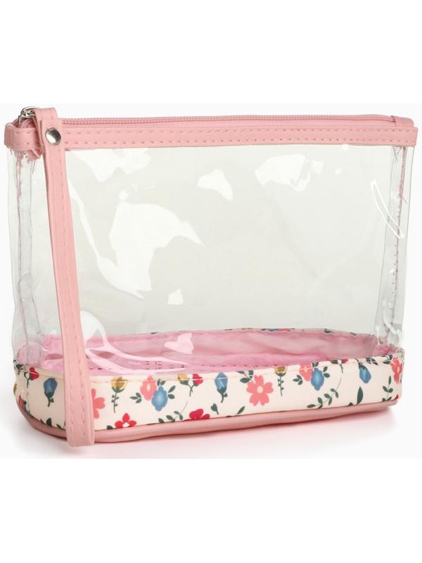 Набор простых косметичек на молниях 2 в 1, с принтом «Полевые цветы», розовый