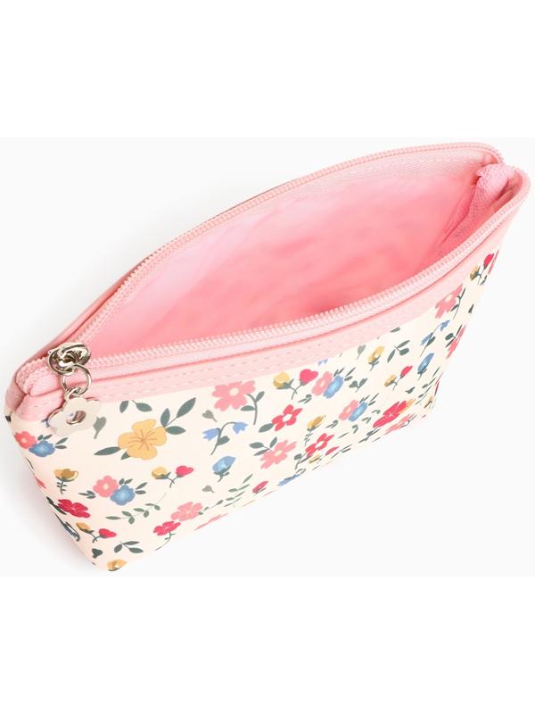 Набор простых косметичек на молниях 2 в 1, с принтом «Полевые цветы», розовый