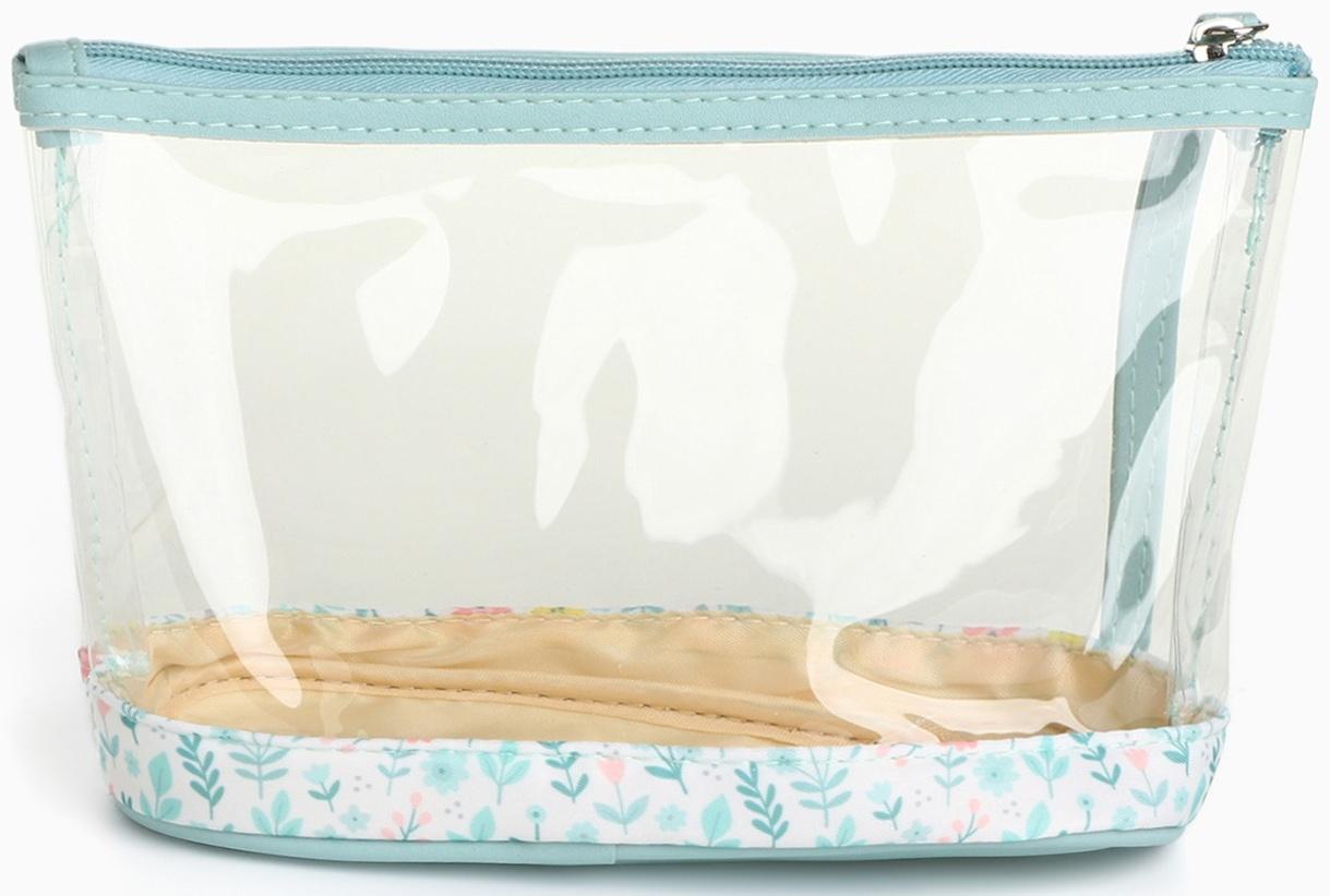 Набор простых косметичек на молниях 2 в 1, с принтом «Полевые цветы», зелёный