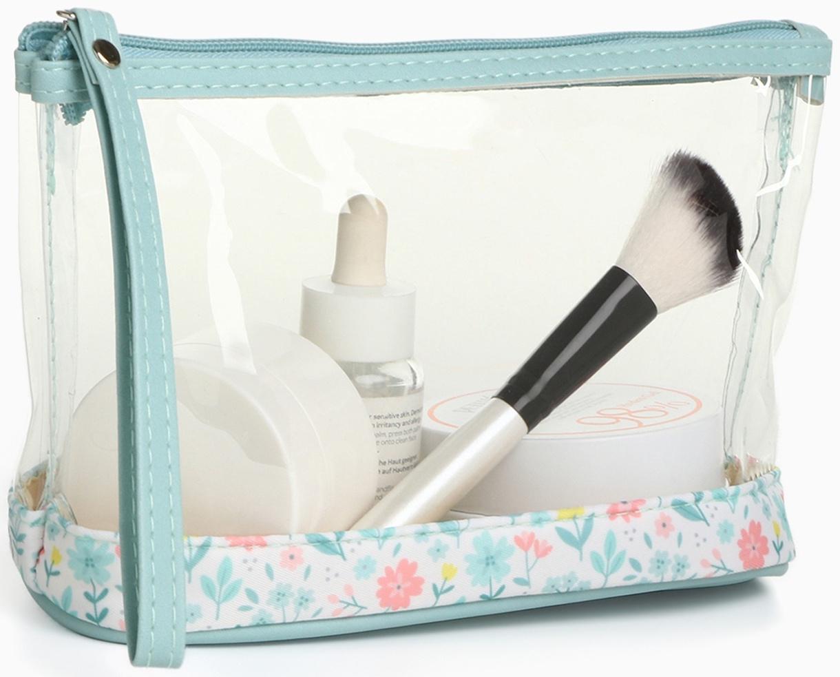 Набор простых косметичек на молниях 2 в 1, с принтом «Полевые цветы», зелёный