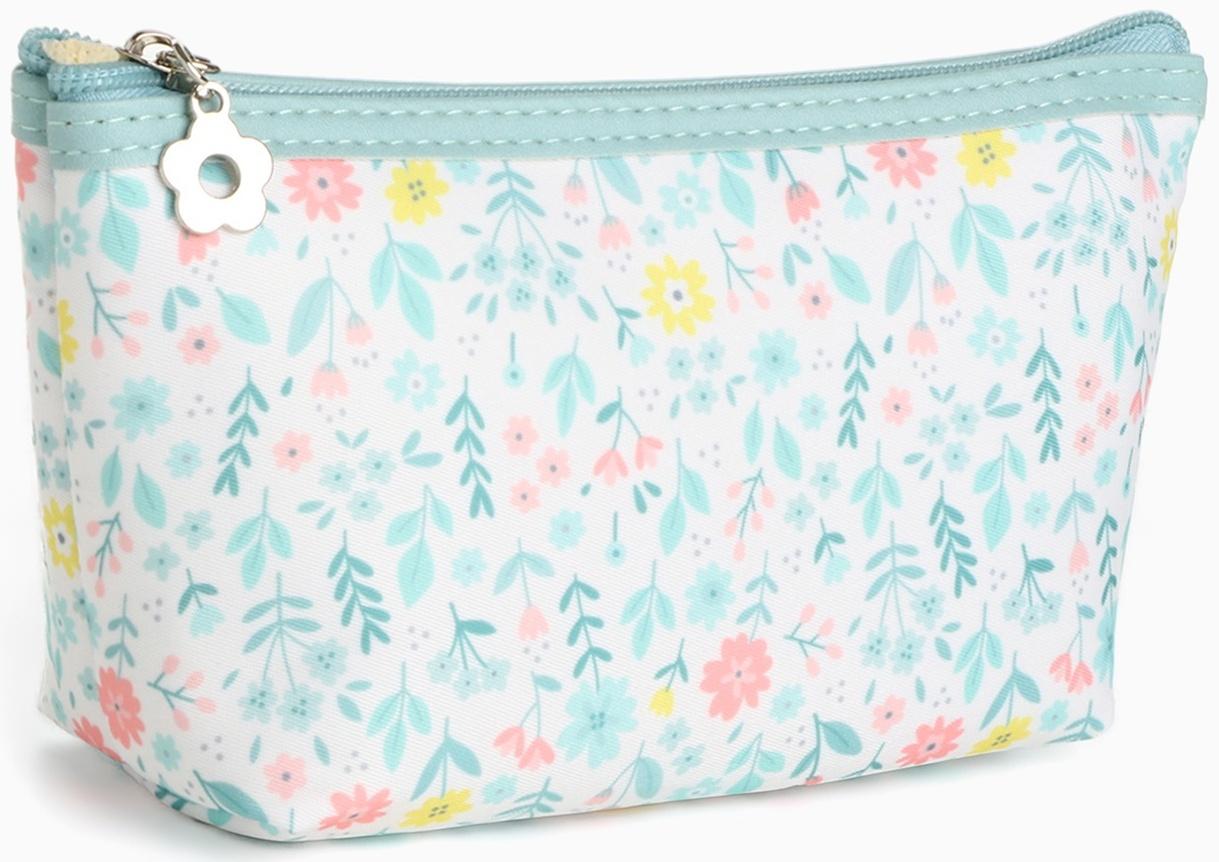 Набор простых косметичек на молниях 2 в 1, с принтом «Полевые цветы», зелёный