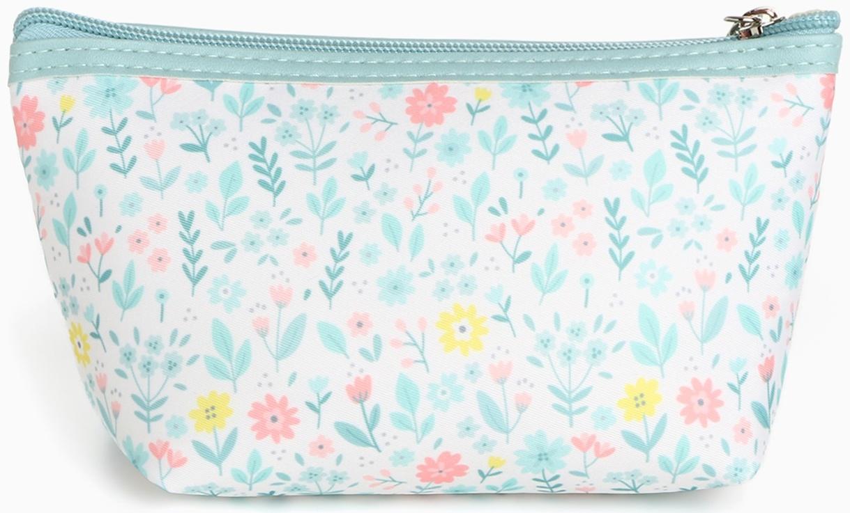 Набор простых косметичек на молниях 2 в 1, с принтом «Полевые цветы», зелёный
