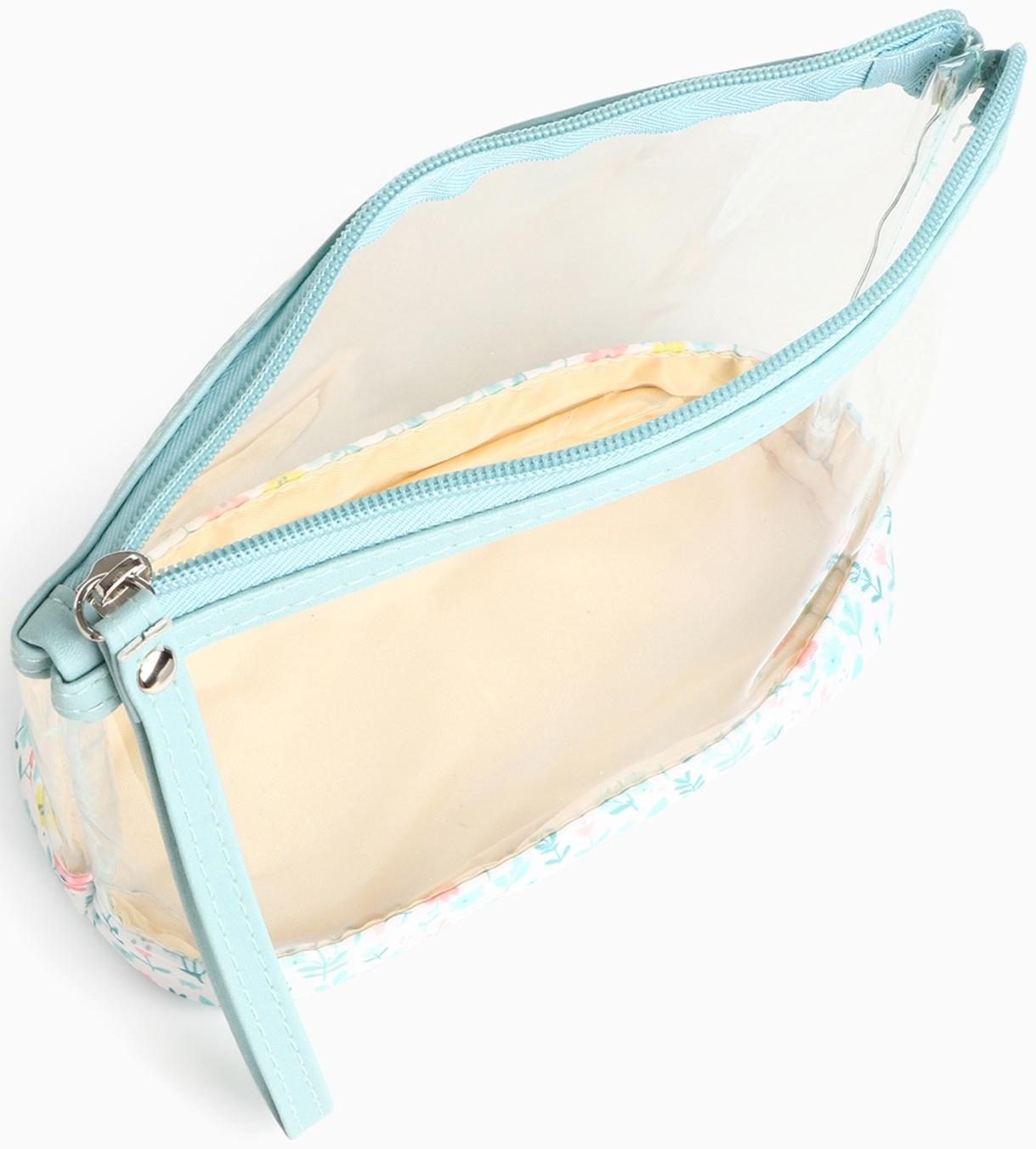 Набор простых косметичек на молниях 2 в 1, с принтом «Полевые цветы», зелёный