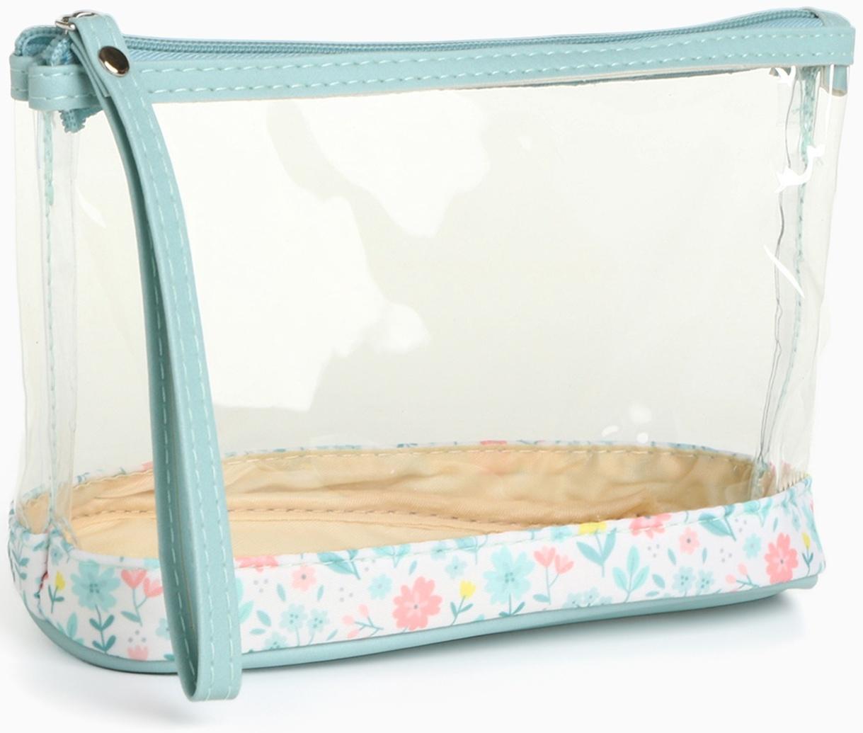 Набор простых косметичек на молниях 2 в 1, с принтом «Полевые цветы», зелёный