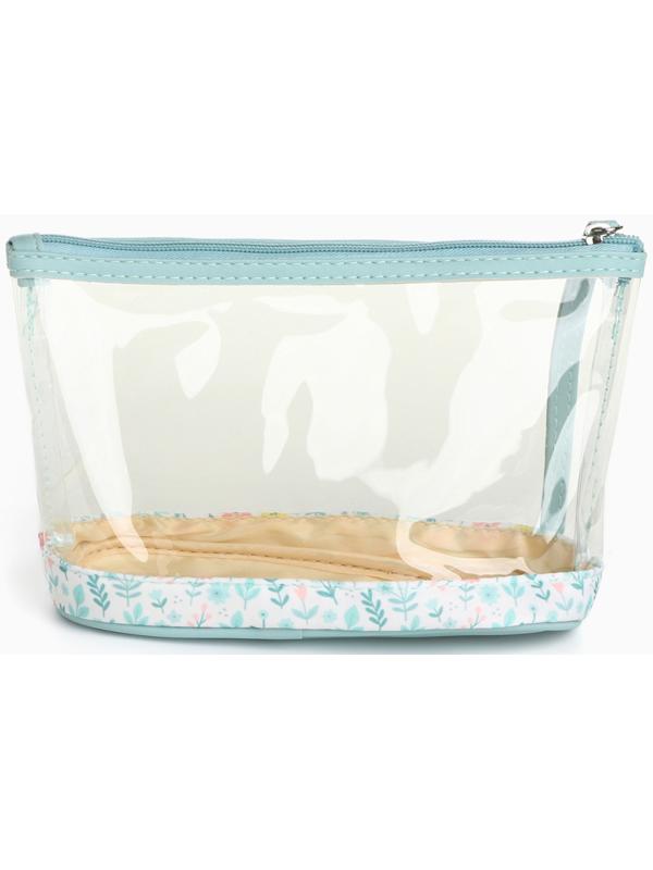 Набор простых косметичек на молниях 2 в 1, с принтом «Полевые цветы», зелёный