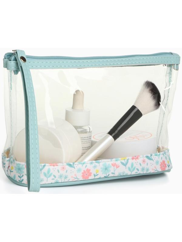 Набор простых косметичек на молниях 2 в 1, с принтом «Полевые цветы», зелёный
