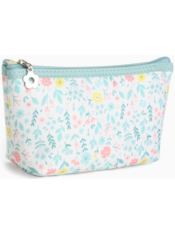 Набор простых косметичек на молниях 2 в 1, с принтом «Полевые цветы», зелёный