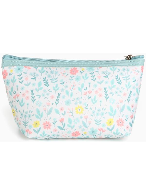 Набор простых косметичек на молниях 2 в 1, с принтом «Полевые цветы», зелёный