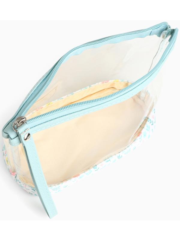 Набор простых косметичек на молниях 2 в 1, с принтом «Полевые цветы», зелёный