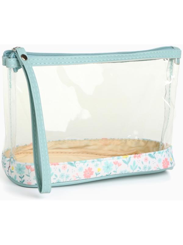 Набор простых косметичек на молниях 2 в 1, с принтом «Полевые цветы», зелёный