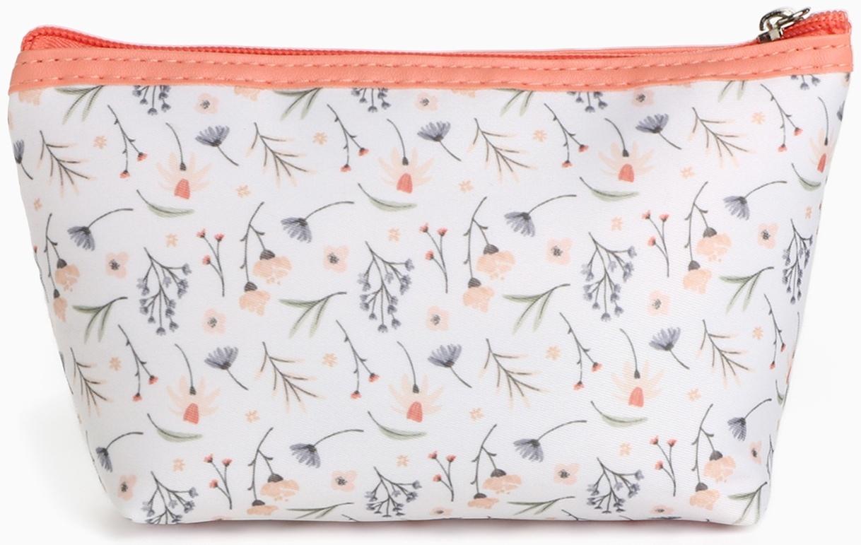 Набор простых косметичек на молниях 2 в 1, с принтом «Полевые цветы», коралловый