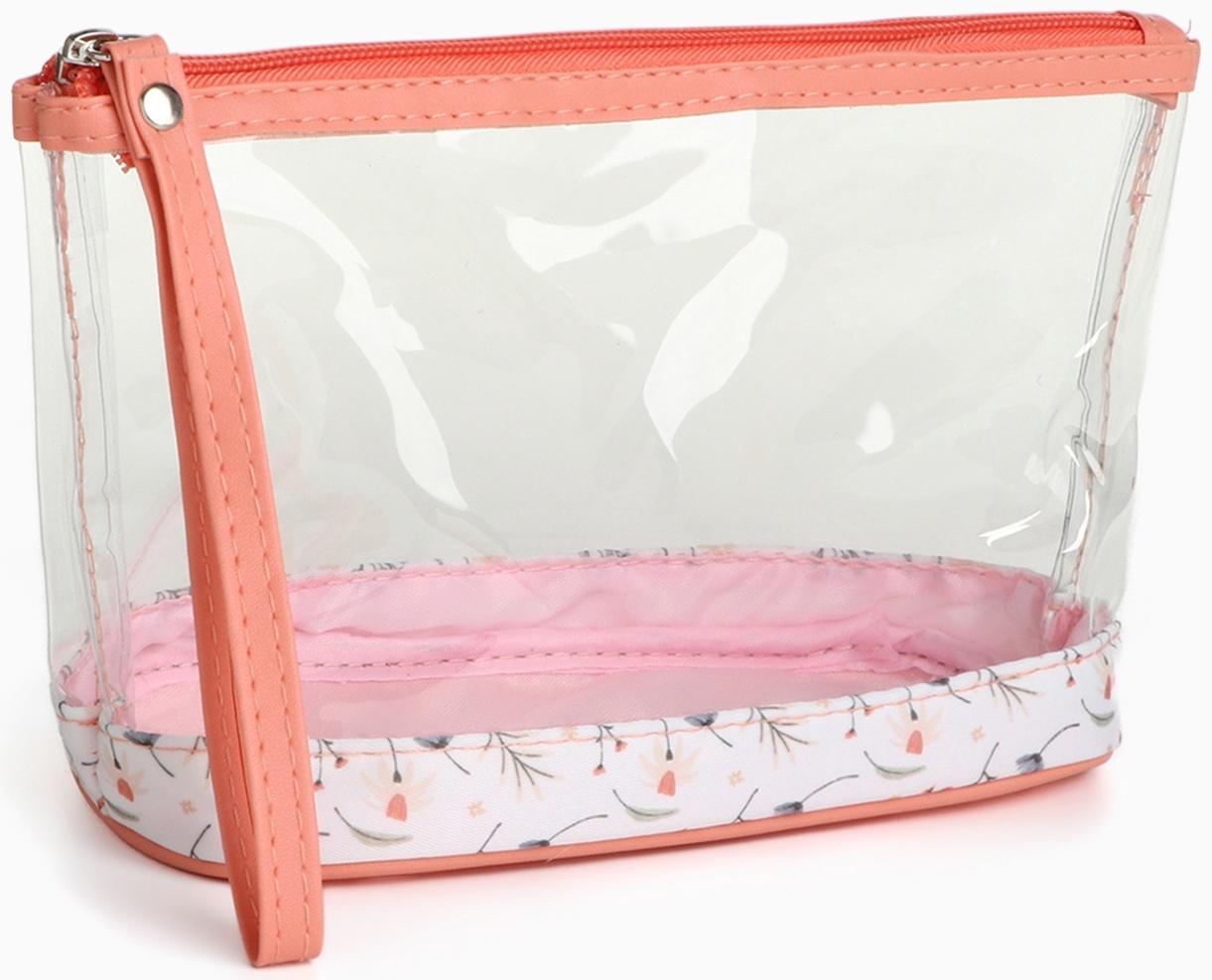 Набор простых косметичек на молниях 2 в 1, с принтом «Полевые цветы», коралловый