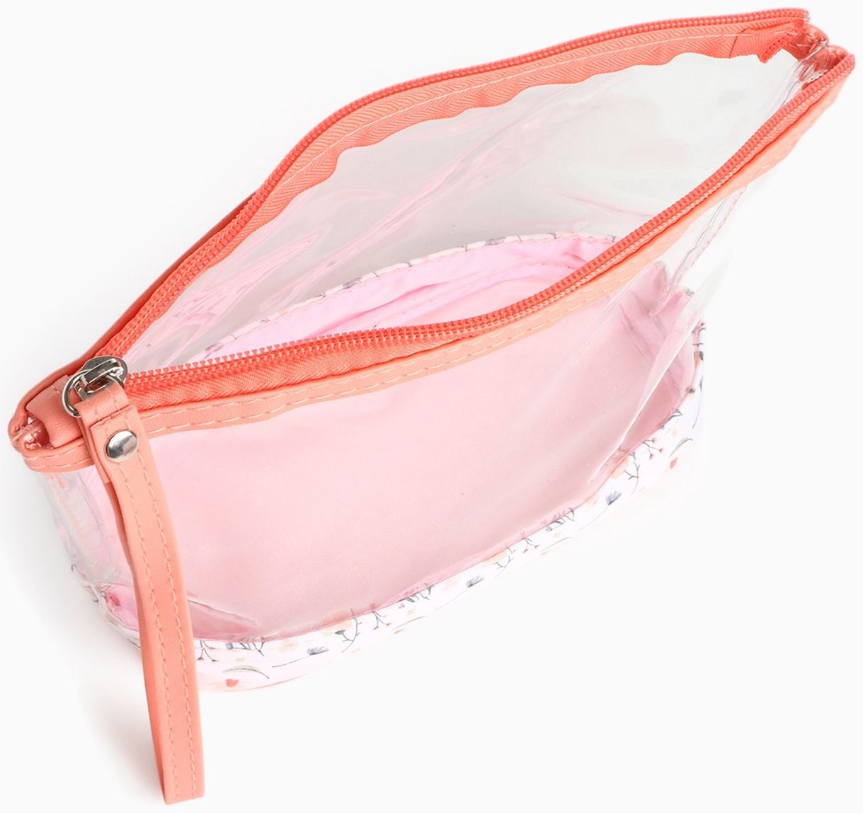Набор простых косметичек на молниях 2 в 1, с принтом «Полевые цветы», коралловый