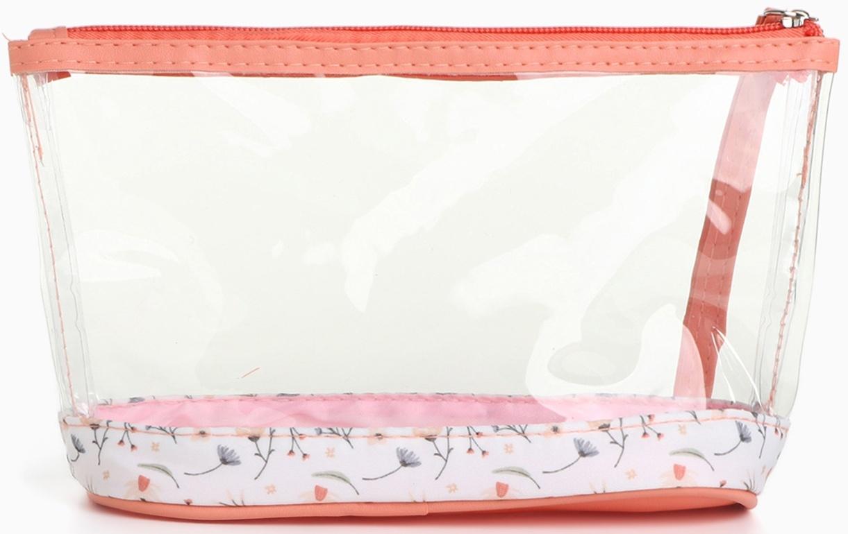 Набор простых косметичек на молниях 2 в 1, с принтом «Полевые цветы», коралловый