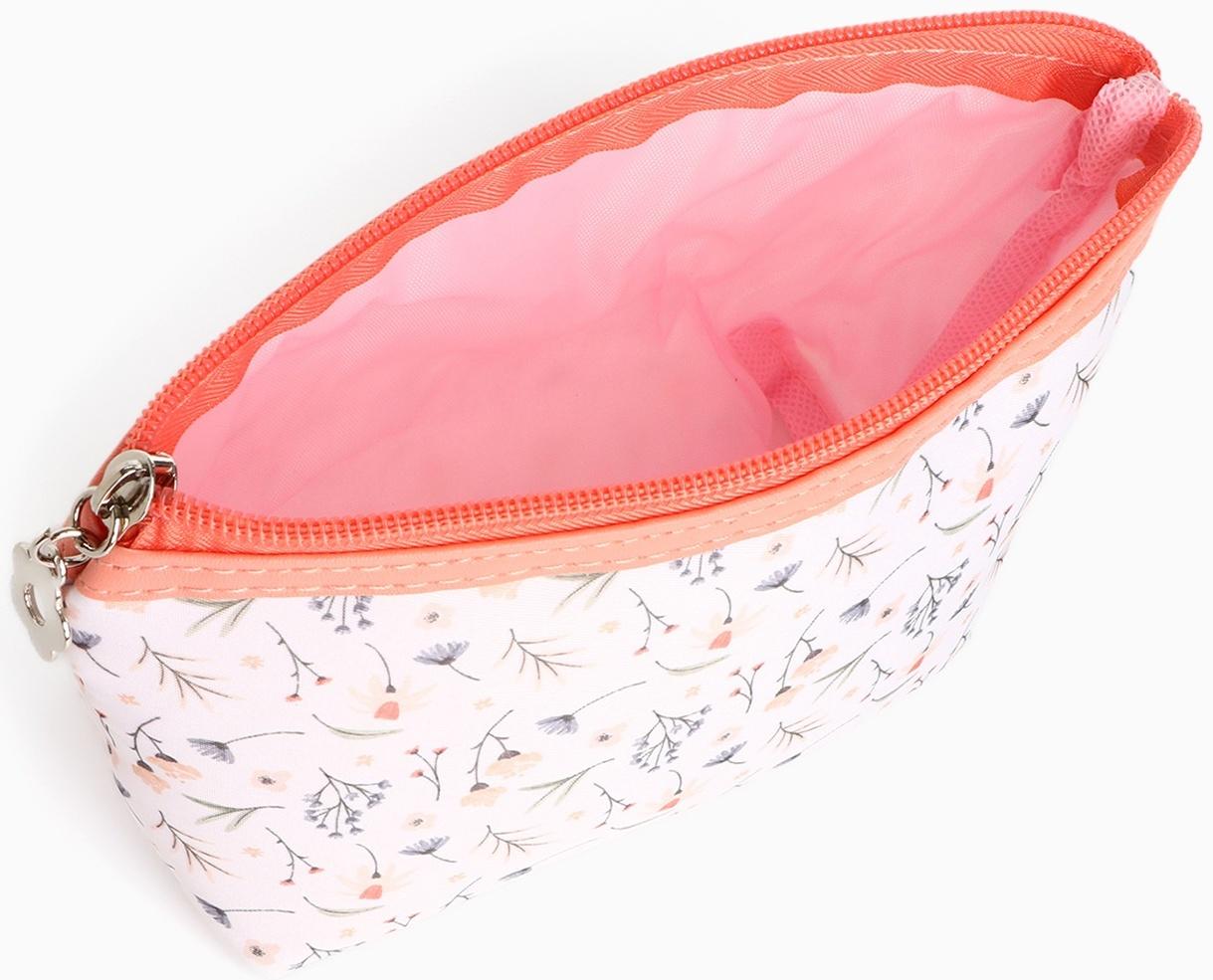 Набор простых косметичек на молниях 2 в 1, с принтом «Полевые цветы», коралловый
