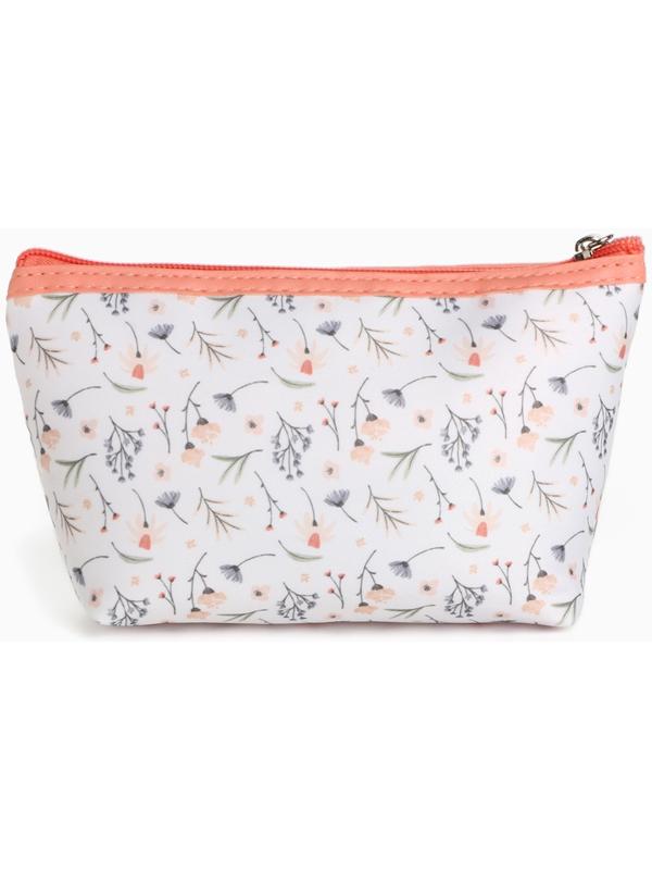 Набор простых косметичек на молниях 2 в 1, с принтом «Полевые цветы», коралловый