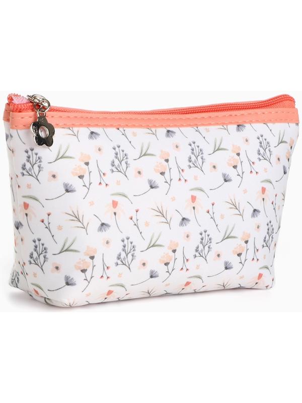 Набор простых косметичек на молниях 2 в 1, с принтом «Полевые цветы», коралловый