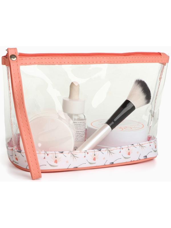 Набор простых косметичек на молниях 2 в 1, с принтом «Полевые цветы», коралловый