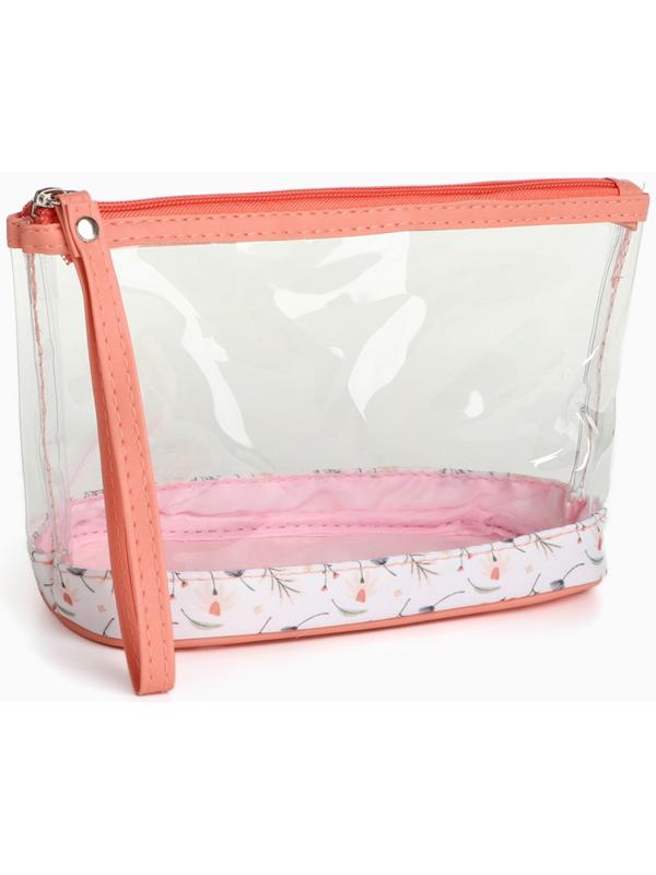 Набор простых косметичек на молниях 2 в 1, с принтом «Полевые цветы», коралловый