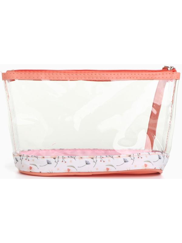 Набор простых косметичек на молниях 2 в 1, с принтом «Полевые цветы», коралловый