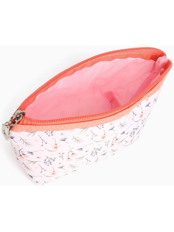 Набор простых косметичек на молниях 2 в 1, с принтом «Полевые цветы», коралловый
