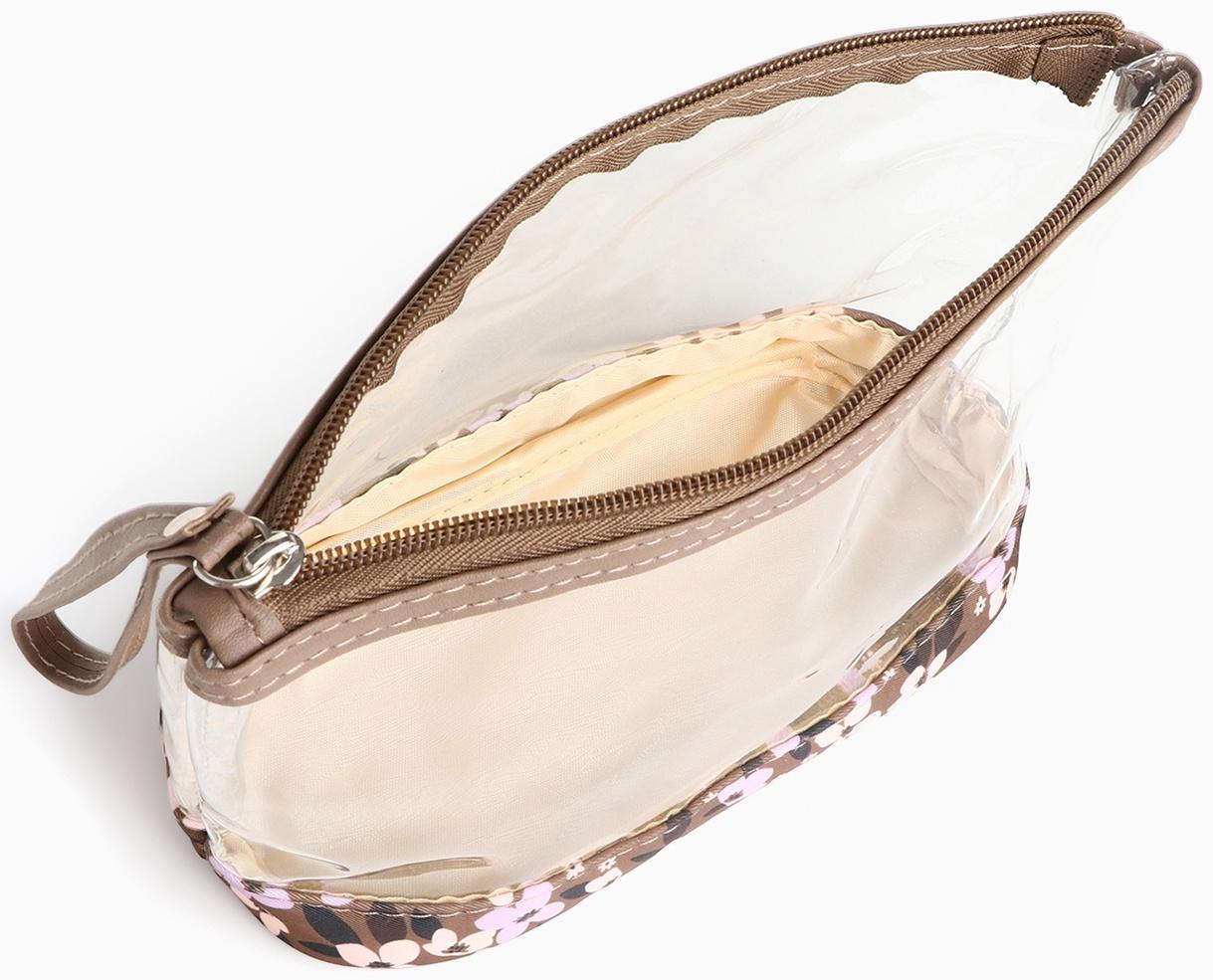 Набор простых косметичек на молниях 2 в 1, с принтом «Полевые цветы», коричневый